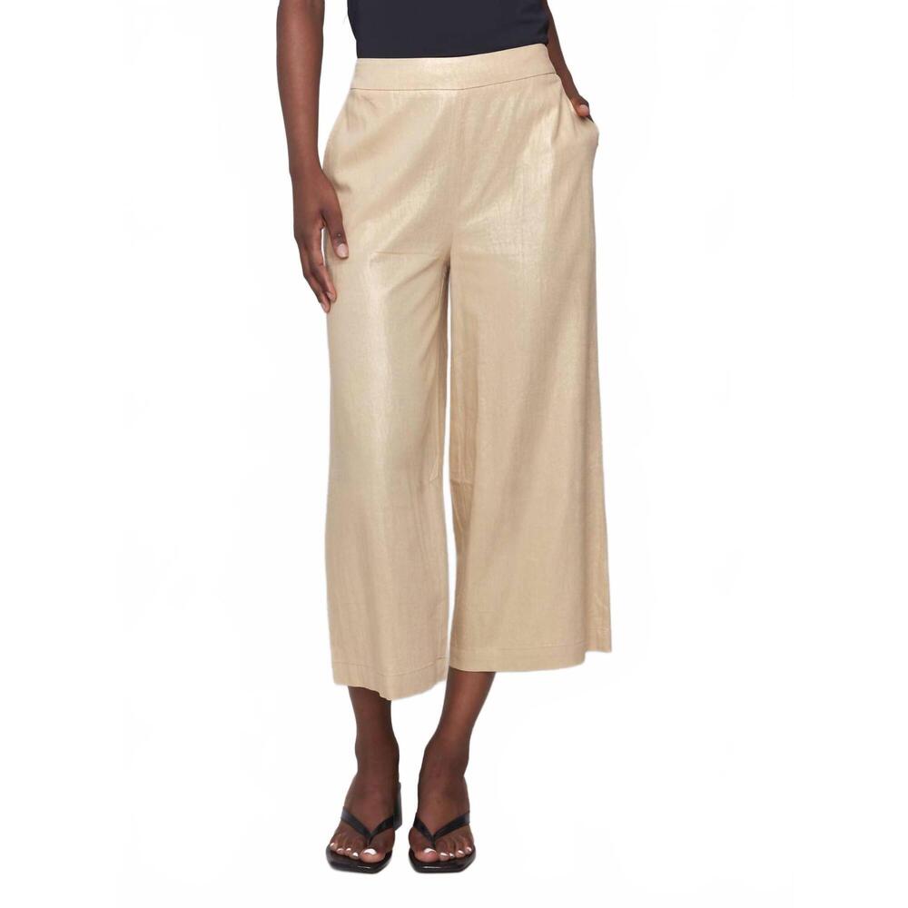 NEW CHARLIE B foil linen pants in gold